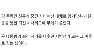 친윤계 : 대통령 자진 퇴진 시기는 다음 지방선거 혹은 그 이후가 좋을듯