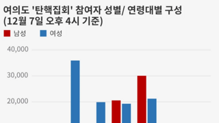 탄핵집회 참여 연령 성별 분포도 bbc