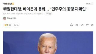 韓권한대행, 바이든과 통화… “민주주의·동맹 재확인”