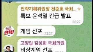 계엄당시 민주당 텔레방 대화 