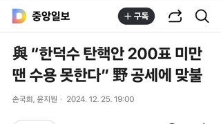 국힘 한덕수 탄핵안 200표 미만 수용 못해