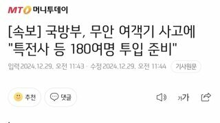 국방부, 무안 여객기 사고에 