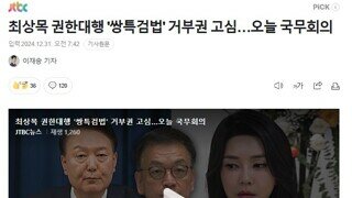 최상목 권한대행 '쌍특검법' 거부권 고심…오늘 국무회의