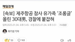 제주항공 참사 유가족 ‘조롱글’ 올린 30대男, 경찰에 붙잡혀