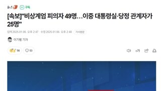 [속보]경찰 특수본, 대통령실·당정 관계자가 25명 내란견