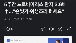 5주간 노로바이러스 환자 3.6배↑…