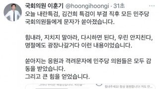 쌍특검 부결후 민주당 의원들이 받은문자