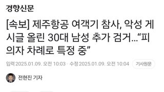 [속보] 제주항공 여객기 참사, 악성 게시글 올린 30대 남성 추가 검거…“피의자 차례로 특정 중”