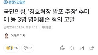 국민의힘, '경호처장 발포 주장' 추미애 등 3명 명예훼손 혐의 고발