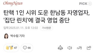 탄핵 1인 시위 도운 한남동 자영업자, '집단 린치'에 결국 영업 중단