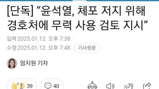 “윤석열, 체포 저지 위해 경호처에 무력 사용 검토 지시”