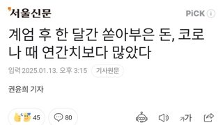 계엄 후 한 달간 쏟아부은 돈, 코로나 때 연간치보다 많았다