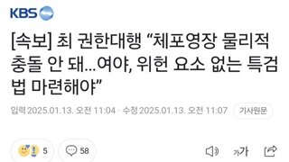 [속보] 최 권한대행 “체포영장 물리적 충돌 안 돼…여야, 위헌 요소 없는 특검법 마련해야”