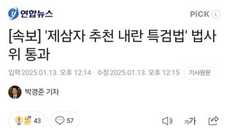 [속보] '제삼자 추천 내란 특검법' 법사위 통과