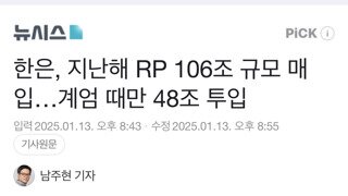 한은, 지난해 RP 106조 규모 매입…계엄 때만 48조 투입