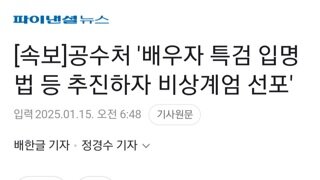 속보)공수처,배우자 특검하려하자 계엄선포