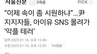 이제 속이 좀 시원하냐”…두창견들, 아이유 SNS 몰려가 ‘악플 테러’