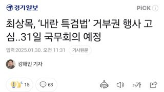 최상목, ‘내란 특검법’ 거부권 행사 고심..31일 국무회의 예정