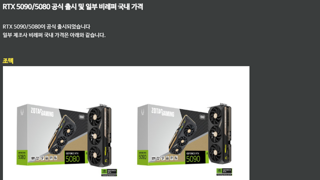 한국 RTX 5080, 5090 비레퍼 일부 가격