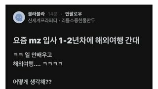 요즘 mz 입사 1-2년차에 해외여행 간대