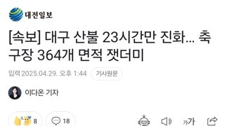 [속보] 대구 산불 23시간만 진화… 축구장 364개 면적 잿더미