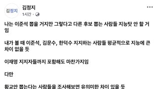 윾튜브(유머저장소) 지지하는 후보