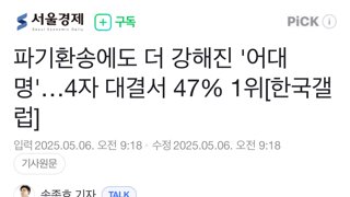 파기환송에도 더 강해진 '어대명'…4자 대결서 47% 1위[한국갤럽]