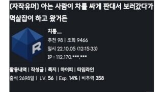 아는사람이 차를 싸게판다그래서 갔다가 멱살잡았다.
