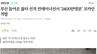 ‘2400만명분’ 코카인 적발