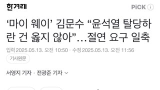김문수 “윤석열 탈당하란 건 옳지 않아”