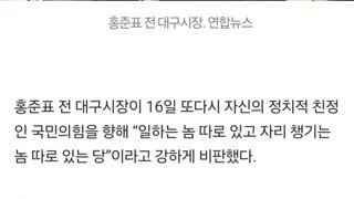 홍준표, 또 국민의힘 저격 “일하는 놈 따로, 자리 챙기는 놈 따로”