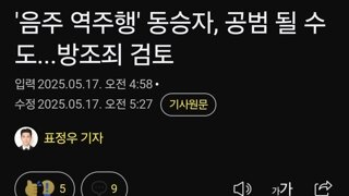 '음주 역주행' 동승자, 공범 될 수도...방조죄 검토