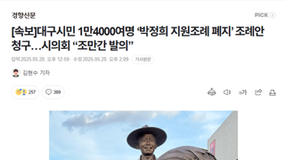 대구시민 1만4000여명 ‘박정희 지원조례 폐지’ 조례안 청구…시의회 “조만간 발의”