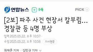 파주 사건 현장서 칼부림…경찰관 등 4명 부상