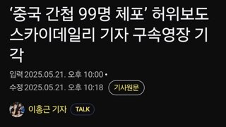 ‘중국 간첩 99명 체포’ 허위보도 스카이데일리 기자 구속영장 기각