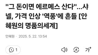 '그 돈이면 에르메스 산다'…샤넬, 가격 인상 '역풍'에 흔들