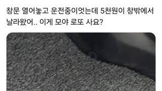 혼자 운전 중에 갑자기 오천원 받음
