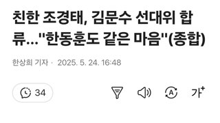 친한 조경태, 김문수 선대위 합류…
