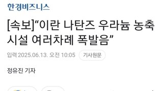 [속보]“이란 나탄즈 우라늄 농축시설 여러차례 폭발음”