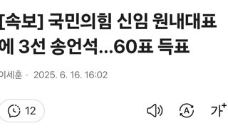 [속보] 국민의힘 신임 원내대표에 3선 송언석…60표 득표