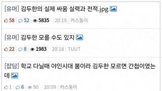 20대 남자가 김두한 모르면 상식 부족하냐