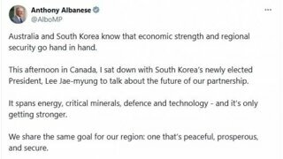호주총리 트위터에 올라온 이재명 대통령