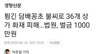 튕긴 담배꽁초 불씨로 36개 상가 화재 피해…법원, 벌금 1000만원
