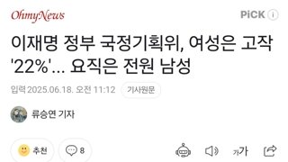 이재명 정부 국정기획위, 여성은 고작 '22%'... 요직은 전원 남성