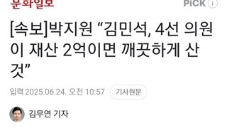 [속보]박지원 “김민석, 4선 의원이 재산 2억이면 깨끗하게 산 것”
