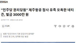 “민주당 권리당원” 제주항공 참사 유족 모욕한 네티즌, 벌금 3000만 원