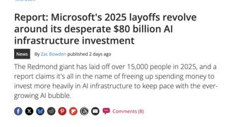 MS, 15,000명 정리해고는 AI 투자 위한 것
