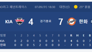 KBO) 오늘 KIA vs 한화 결과