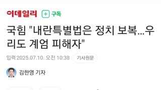 내란의힘 내란특별법은 정치 보복…우리도 계엄 피해자