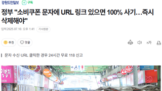 소비 쿠폰 문자에 링크는 무조건 사기